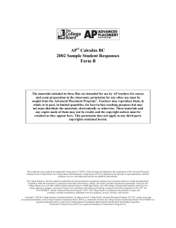 AP Calculus BC 2002 Sample Student Responses Form B