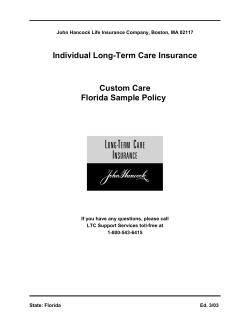 Individual Long-Term Care Insurance Custom Care Florida Sample Policy