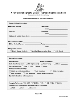 X-Ray Crystallography Center – Sample Submission Form Department of Chemistry