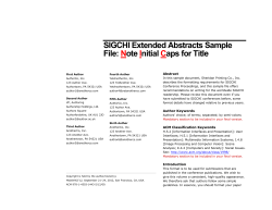 SIGCHI Extended Abstracts Sample File: ote nitial