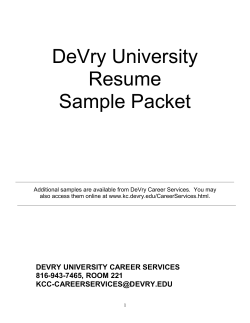 DeVry University Resume Sample Packet