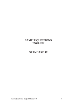 SAMPLE QUESTIONS ENGLISH STANDARD IX Sample Questions - English Standard IX