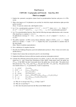 This is a sample! Final Exam on CMPT-404 Cryptography and Protocols