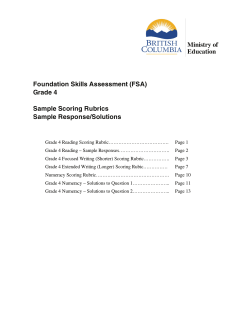 Ministry of Education  Foundation Skills Assessment (FSA)