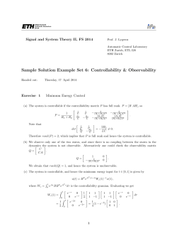 Sample Solution Example Set 6: Controllability &amp; Observability
