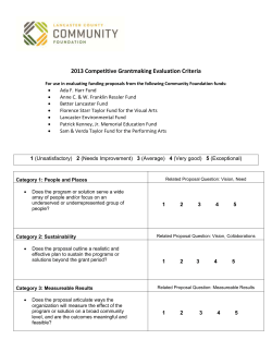 2013 Competitive Grantmaking Evaluation Criteria