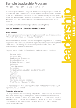 Sample Leadership Program MOMENTUM LEADERSHIP