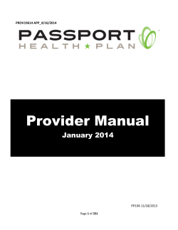 Provider Manual  January 2014 PROV19614 APP_4/16/2014