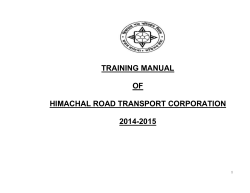 TRAINING MANUAL  OF HIMACHAL ROAD TRANSPORT CORPORATION