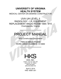 PROJECT MANUAL UNIVERSITY OF VIRGINIA HEALTH SYSTEM UVA UH LEVEL 1