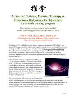 Advanced Tui-Na, Manual Therapy &amp; Conscious Bodywork Certification