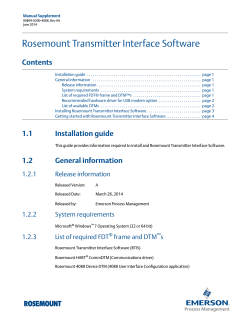 Rosemount Transmitter Interface Software Contents
