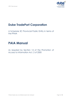 PAIA Manual  Dube TradePort Corporation
