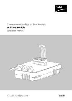 Communication Interface for SMA Inverters Installation Manual 485 Data Module