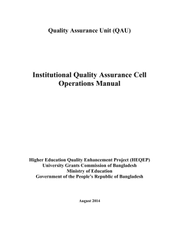 Institutional Quality Assurance Cell Operations Manual Quality Assurance Unit (QAU)