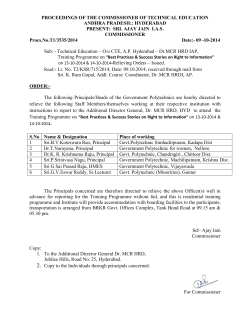 PROCEEDINGS OF THE COMMISSIONER OF TECHNICAL EDUCATION ANDHRA PRADESH:: HYDERABAD
