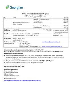 Office Administration General Program SCS Applicants – January 2015 Intake