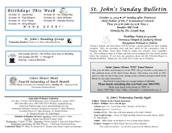 St. John’s Sunday Bulletin  October 12, 2014