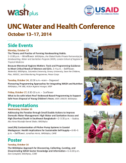 UNC Water and Health Conference Side Events October 13–17, 2014 Monday, October 13