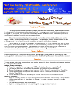 Not So Scary NEWBORN Conference Saturday, October 18, 2014