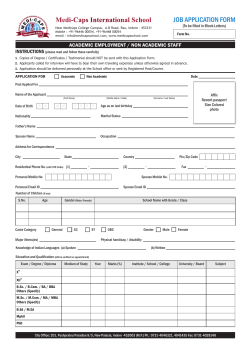 JOB APPLICATION FORM (To be filled in Block Letters)