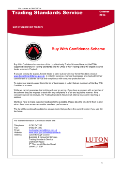 Trading Standards Service Buy With Confidence Scheme  October