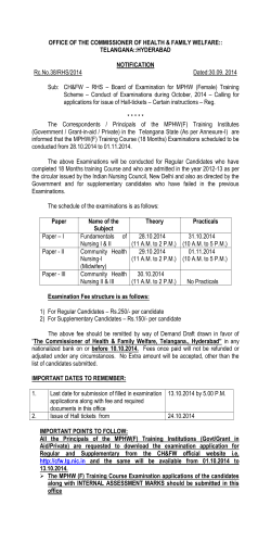OFFICE OF THE COMMISSIONER OF HEALTH &amp; FAMILY WELFARE:: TELANGANA::HYDERABAD  NOTIFICATION