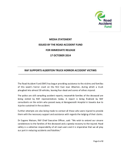 MEDIA STATEMENT ISSUED BY THE ROAD ACCIDENT FUND FOR IMMEDIATE RELEASE