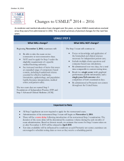 Changes to USMLE 2014 – 2016  ®