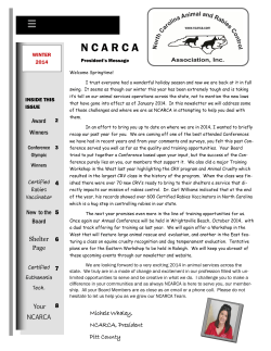 N C A R C A WINTER 2014 President’s Message