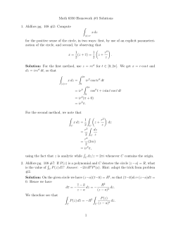 Math 6350 Homework #5 Solutions 1. Ahlfors pg. 108 #2: Compute Z