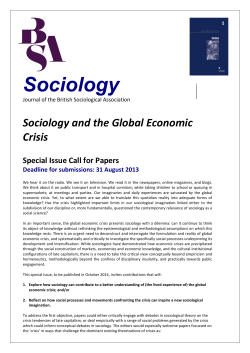 Sociology  Sociology and the Global Economic Crisis