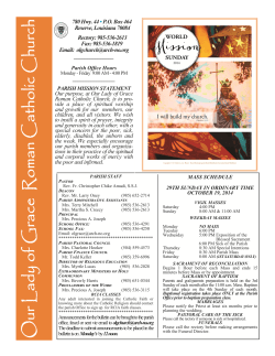 MASS SCHEDULE  29TH SUNDAY IN ORDINARY TIME OCTOBER 19, 2014