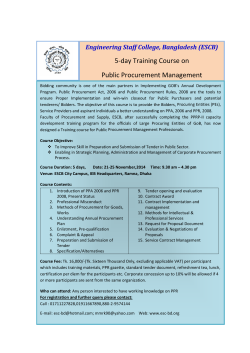 5‐day Training Course on   Public Procurement Management   Engineering Staff College, Bangladesh (ESCB)