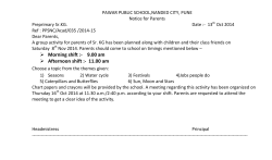PAWAR PUBLIC SCHOOL,NANDED CITY, PUNE Notice for Parents Preprimary Sr.KG.