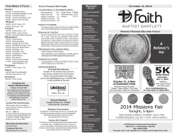 This Week @ Faith Faith Family Matters October 12, 2014