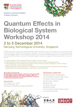 Quantum Effects in Biological System Workshop 2014 2 to 5 December 2014