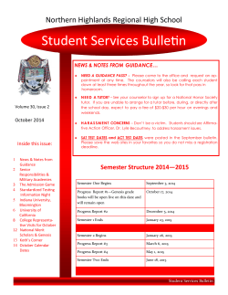 Student Services Bulletin Northern Highlands Regional High School