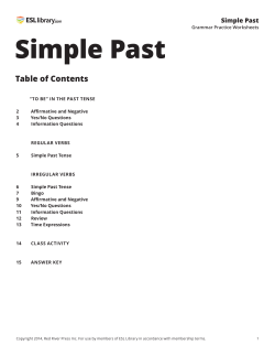 Simple Past Table of Contents