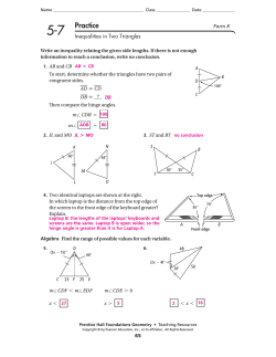 5-7 Practice Inequalities in Two Triangles