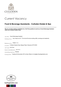 Current Vacancy Food &amp; Beverage Assistants - Culloden Estate &amp; Spa