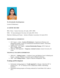 Ms. Kirushanthy Kousthupamany ACADEMIC RECORD Lecturer (Probationary)