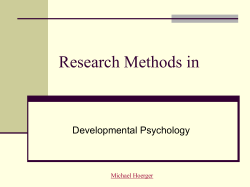 Research Methods in Developmental Psychology Michael Hoerger
