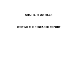 CHAPTER FOURTEEN WRITING THE RESEARCH REPORT