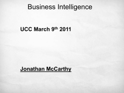 Business Intelligence UCC March 9 2011 Jonathan McCarthy