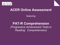 ACER Online Assessment PAT-R Comprehension (Progressive Achievement Tests in Reading:  Comprehension)