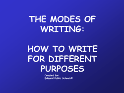 THE MODES OF WRITING: HOW TO WRITE FOR DIFFERENT