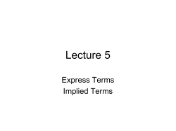 Lecture 5 Express Terms Implied Terms