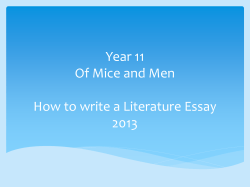 Year 11 Of Mice and Men How to write a Literature Essay 2013
