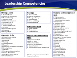 Leadership Competencies Strategic Skills Courage Personal and Interpersonal